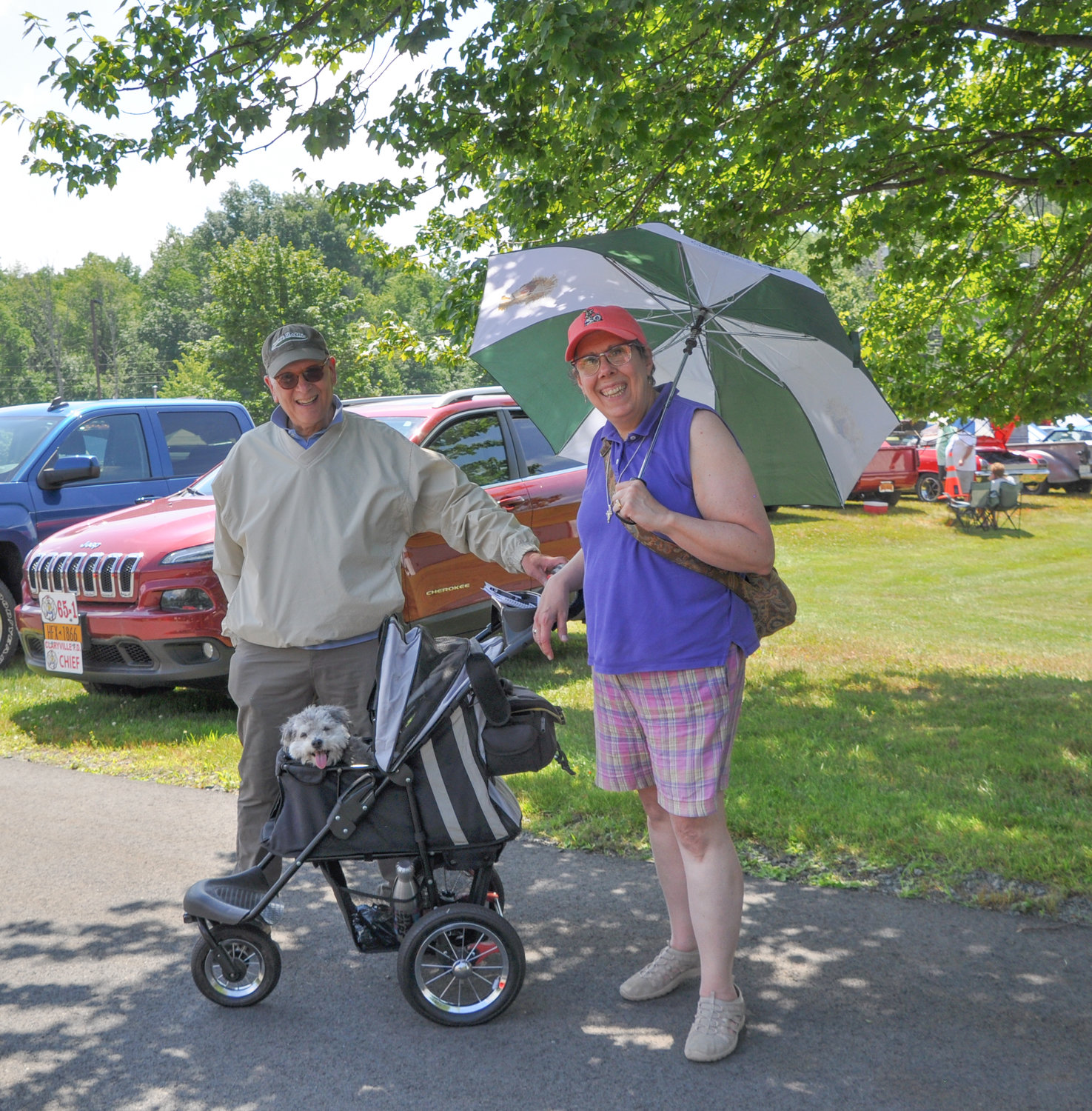 Cousin Andy, his wife Nancy and I met  up in Loch Sheldrake, where we cruised and schmoozed, with Dharma along in her stroller. (Don’t judge!)